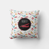 飛行機パタカラフルーンキッズ名前をカスタムする クッション (正面)