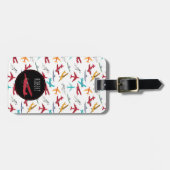 飛行機パタカラフルーン名前をカスタムするキッズ ラゲッジタグ (正面横)