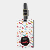 飛行機パタカラフルーン名前をカスタムするキッズ ラゲッジタグ (正面縦)