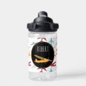 飛行機パターン名前をカスタムする ウォーターボトル (背面)