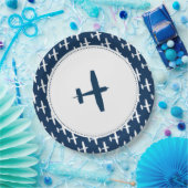 飛行機パターンicベビーパーティー紙プレート ペーパープレート (パーティー)