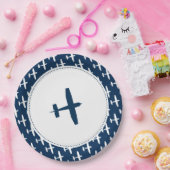 飛行機パターンicベビーパーティー紙プレート ペーパープレート (パーティー)