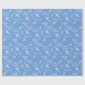 飛行機パーソナライズされたおもしろいキッズハッピーバースデーブルー ラッピングペーパー (フラット)