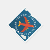 飛行機パーソナライズされたボーイパイロットのパーティーシャワー スタンダードカクテルナプキン (角)