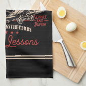 飛行機パーソナライズされた乗りレトロ飛んでいる授業 キッチンタオル (四つ折り)