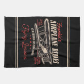 飛行機パーソナライズされた乗りレトロ飛んでいる授業 キッチンタオル (横)