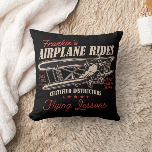 飛行機パーソナライズされた乗りレトロ飛んでいる授業 クッション (ブランケット)