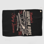 飛行機パーソナライズされた乗りレトロ飛んでいる授業 ゴルフタオル (横)