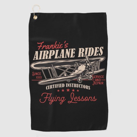 飛行機パーソナライズされた乗りレトロ飛んでいる授業 ゴルフタオル (正面)