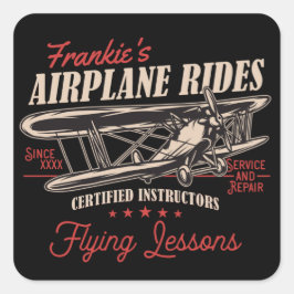 飛行機パーソナライズされた乗りレトロ飛んでいる授業 スクエアシール