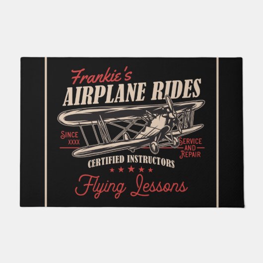 飛行機パーソナライズされた乗りレトロ飛んでいる授業 ドアマット (正面)