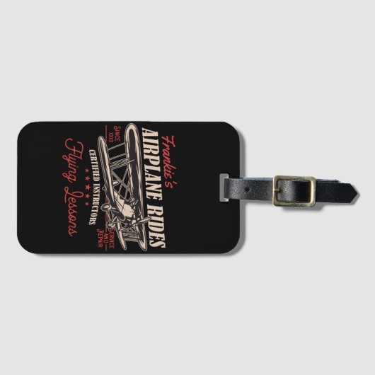 飛行機パーソナライズされた乗りレトロ飛んでいる授業 ラゲッジタグ (正面横)