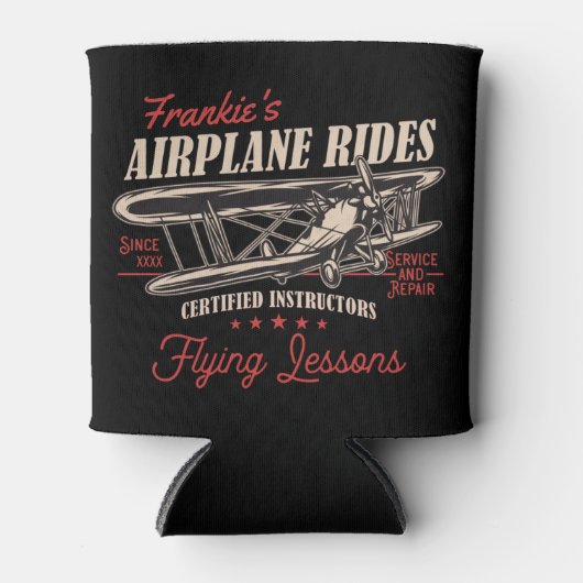 飛行機パーソナライズされた乗りレトロ飛んでいる授業 缶クーラー (正面)