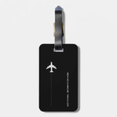 飛行機パーソナライズされた旅行ブラック ラゲッジタグ (裏面縦)