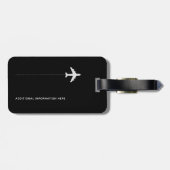 飛行機パーソナライズされた旅行ブラック ラゲッジタグ (裏面横)