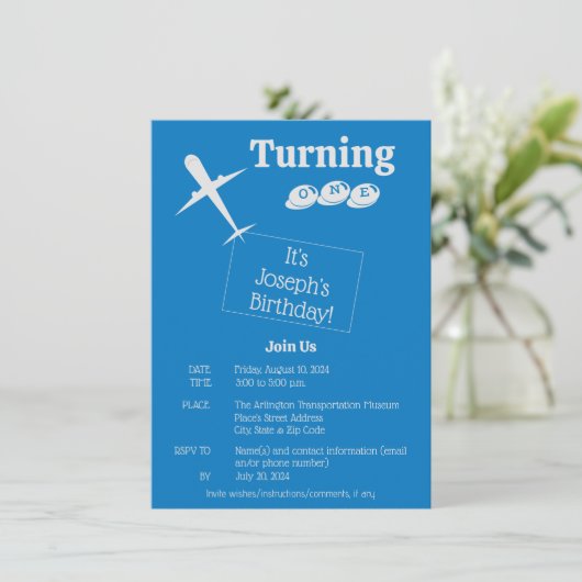 飛行機パーソナライズされた誕生日招待状カード 招待状 (スタンド正面)