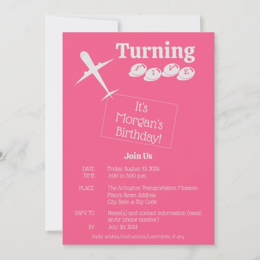 飛行機パーソナライズされた誕生日招待状カード 招待状 (正面)