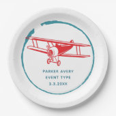 飛行機パーソナライズされた ペーパープレート (正面)