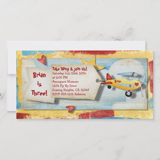 飛行機パーティの招待状 (正面)
