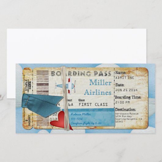 飛行機パーティー搭乗券 (正面/裏面)