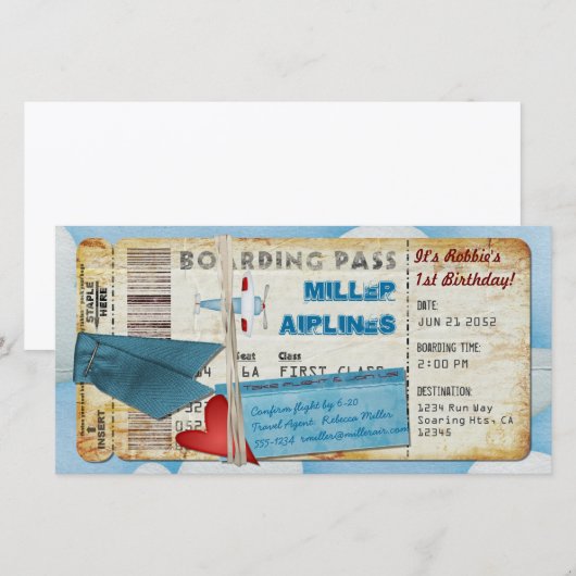 飛行機パーティー搭乗券 (正面/裏面)
