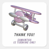 飛行機ファーストバースデーありがとう スクエアシール (正面)