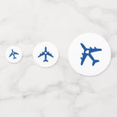 飛行機ブルー金ゴールド旅行テーマロマンチックハート コンフェッティ (裏面)