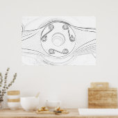 飛行機プロペラスケッチ ポスター (キッチン)