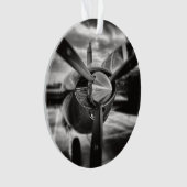 飛行機プロペラ白黒 オーナメント (正面)