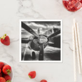 飛行機プロペラ白黒 スタンダードカクテルナプキン (インサイチュ)