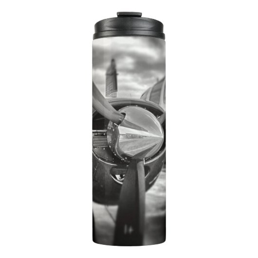 飛行機プロペラ白黒 タンブラー (正面)