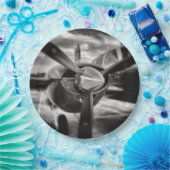 飛行機プロペラ白黒 ペーパープレート (パーティー)