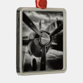 飛行機プロペラ白黒 メタルオーナメント (右)