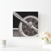 飛行機プロペラ近接機 スクエア壁時計 (ホーム)