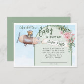 飛行機ベアパイロットベビーシャワーおむつラッフル エンクロージャーカード (正面/裏面)