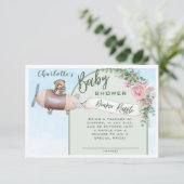 飛行機ベアパイロットベビーシャワーおむつラッフル エンクロージャーカード (スタンド正面)