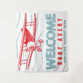 飛行機ベイビーシャワーのウェルカムベイビー タペストリー (正面)