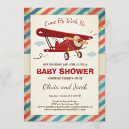 飛行機ベイビーシャワー招待状 トラベルアドベンチャー 招待状