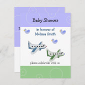 飛行機ベイビーシャワー 招待状 (正面/裏面)