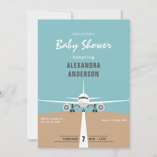 飛行機ベイビーシャワー 招待状 (正面)