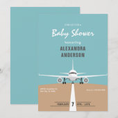 飛行機ベイビーシャワー 招待状 (正面/裏面)