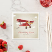 飛行機ベビーシャワーナプキンアドベンチャー飛行機 スタンダードカクテルナプキン (インサイチュ)