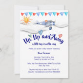 飛行機ベビーシャワーヴィンテージ旅行少年誕生 招待状 (正面)