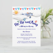 飛行機ベビーシャワーヴィンテージ旅行少年誕生 招待状 (スタンド正面)