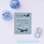 飛行機ベビーシャワー予算招待状 チラシ (シングル)