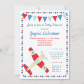 飛行機ベビーシャワー招待状ボーイベビー 招待状 (正面)