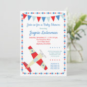 飛行機ベビーシャワー招待状ボーイベビー 招待状 (スタンド正面)