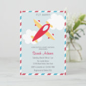 飛行機ベビーシャワー招待状青赤 招待状 (スタンド正面)