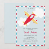 飛行機ベビーシャワー招待状青赤 招待状 (正面/裏面)