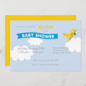 飛行機ベビーシャワー招待状 招待状 (正面/裏面)